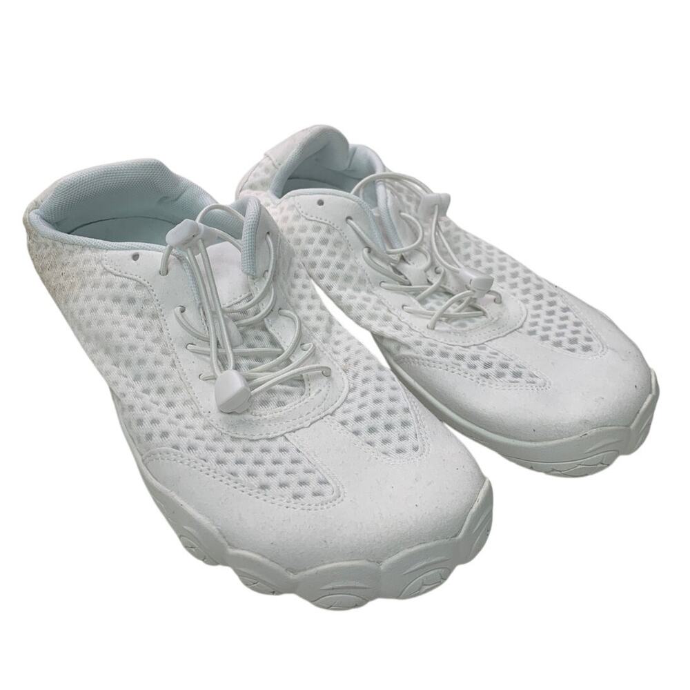 L Run Mens Size 11 White Sneakers Aqua Feet Slide On Lace Up Barefoot Shoes
